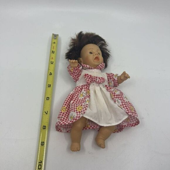 Vintage Gi-Go Toys Baby Girl Doll Red Gingham Floral Dress 9" - Picture 3 of 11
